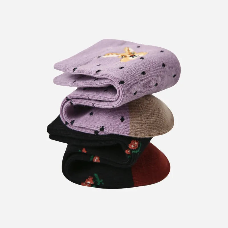 Kid's Girls' Vintage Bunny Socks - 3 Pairs