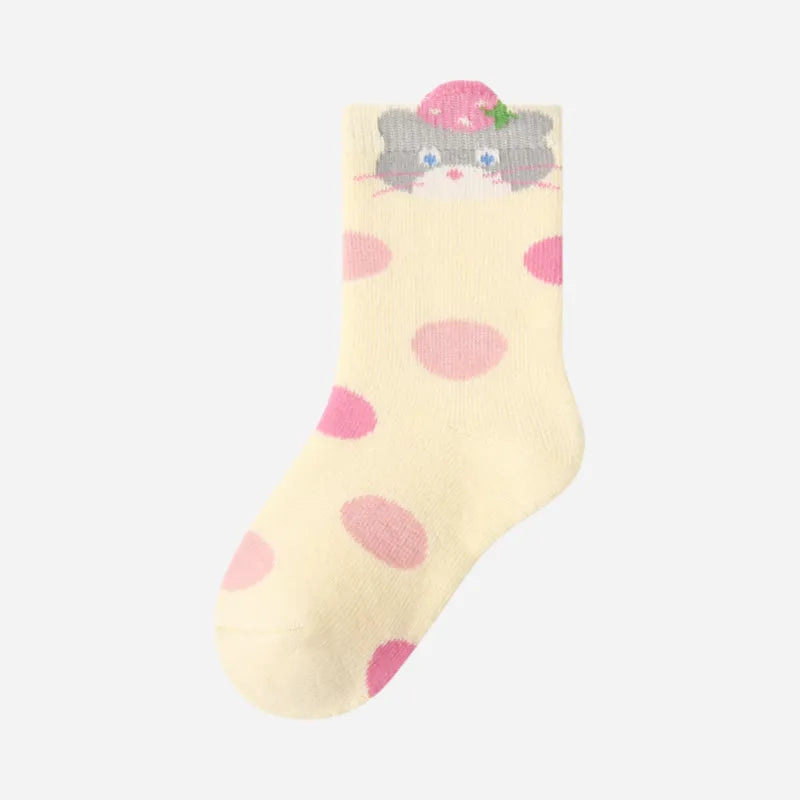 Kid's Kawaii Animals Crew Socks - 5 Pairs
