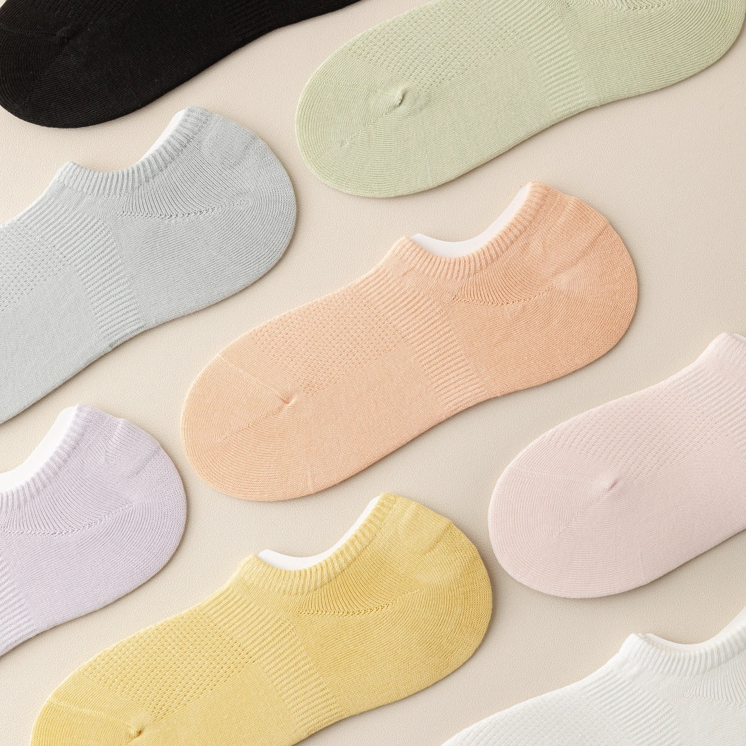 Women's 95% Cotton Candy Mesh No-Show Socks - product photo showing breathable mesh comfort
