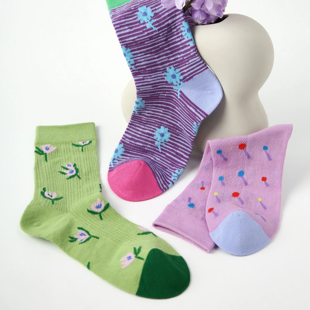 Women's Shimmer Mesh Crew Socks (3-Pack)