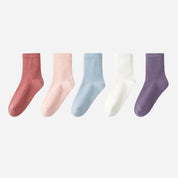 Kid‘s 97% Cotton Solid Ribbed Crew Socks 5-Pack