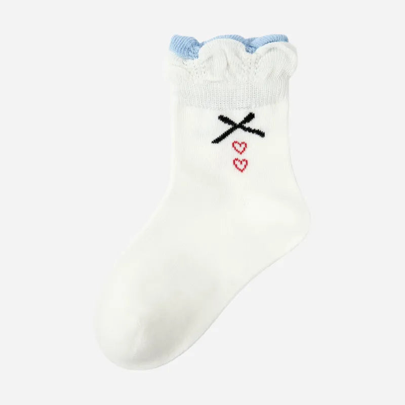 Kid's Girls' Sweet Blue Delicate Socks - 5 Pairs
