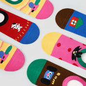 Women's Fun Cartoon Character No-Show Socks 5-Pack - sock set showing secure grip comfort