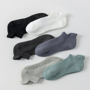 Men's 92% Cotton Non-Slip Yoga Ankle Socks - product photo showing secure grip comfort