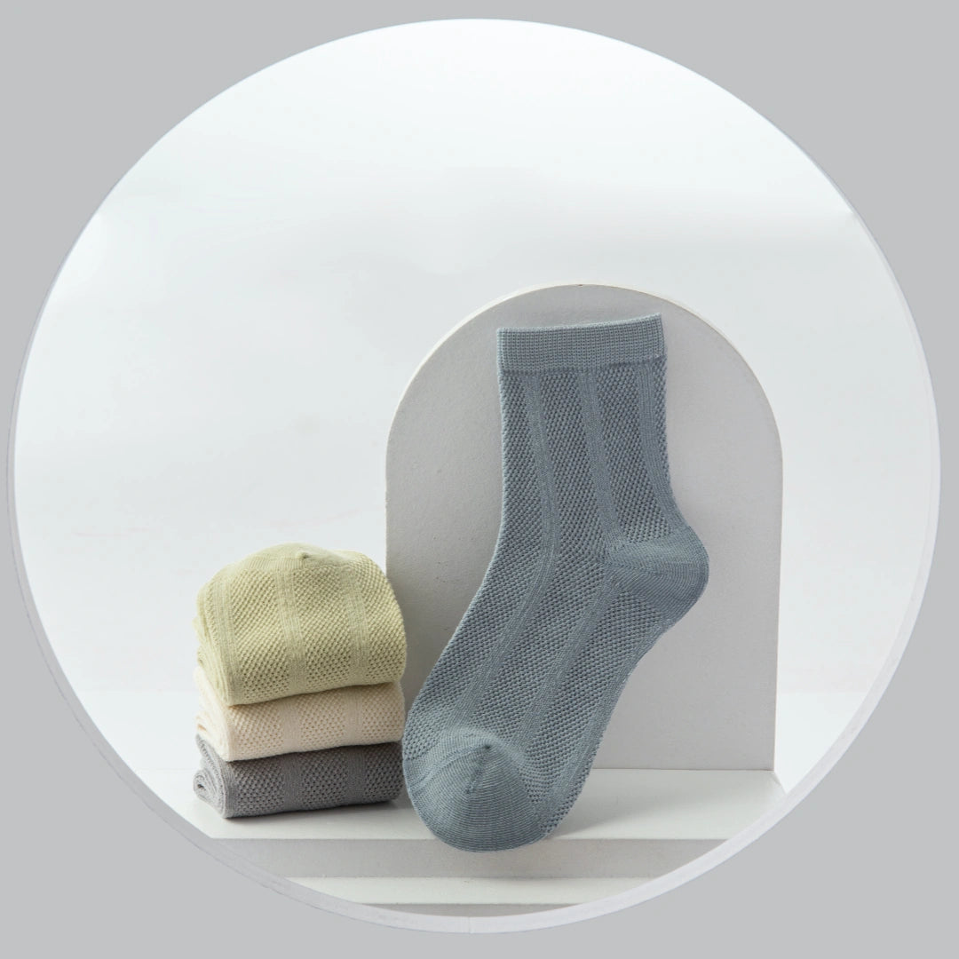 Kids' Organic Cotton Mesh Quarter Socks 4-Pack - sock set showing breathable mesh comfort