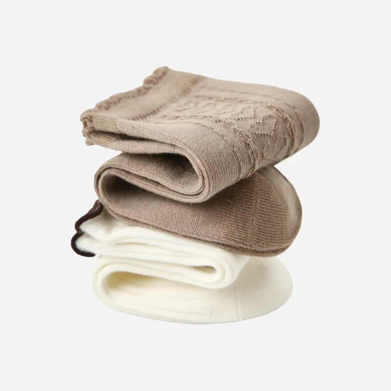 Kid's Girls' Earthy Bow Crew Socks - 3 Pairs