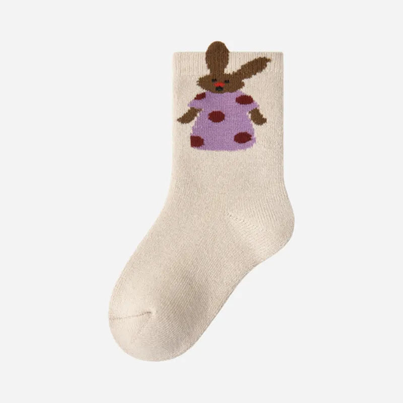 Kid's Cute Pop-Up Ear Bunny Socks - 5 Pairs