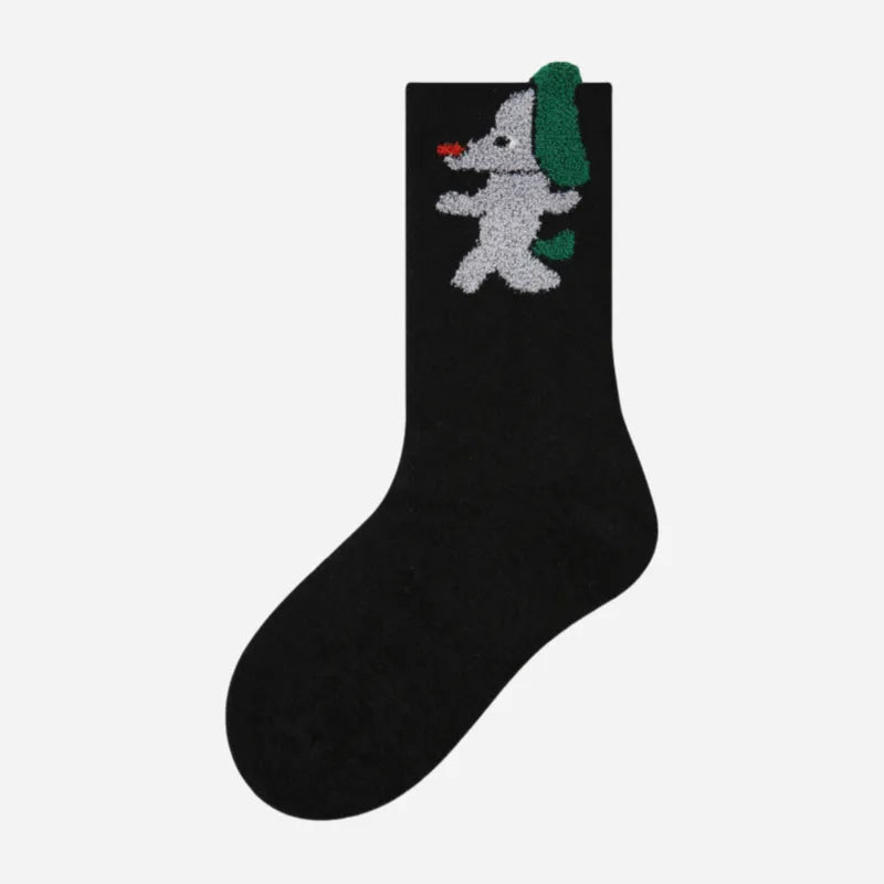 Kid's Cozy 3D Dog Fuzzy Socks - 4 Pairs