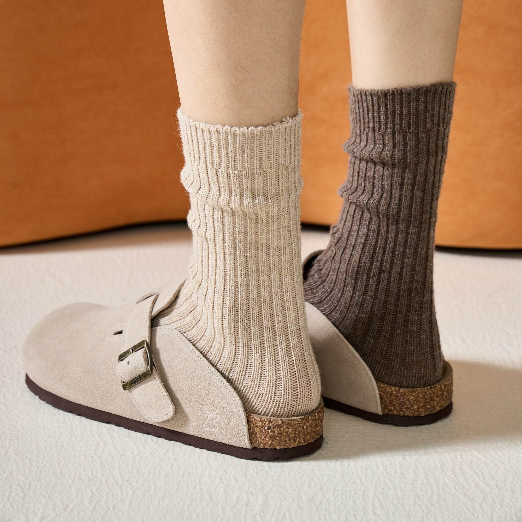Women's Warm Wool Ribbed Socks  - Single Pair