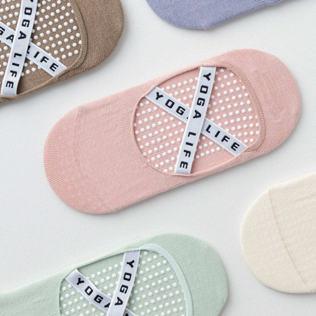 Women's 95% Cotton Yoga Ballet Socks - product photo showing secure grip comfort