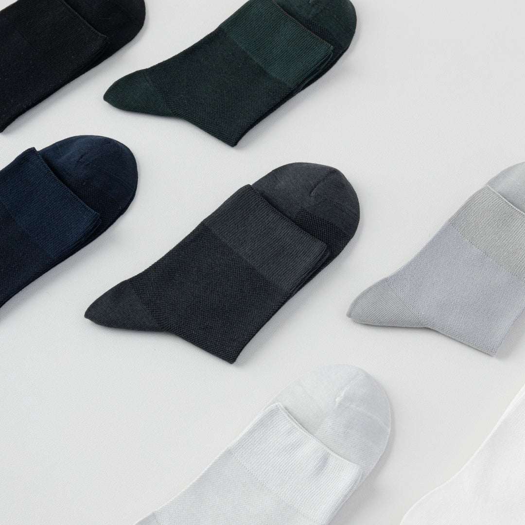 Men's 99% Supima® Cotton Ultra-Soft Mesh Crew Socks - product photo showing breathable mesh comfort