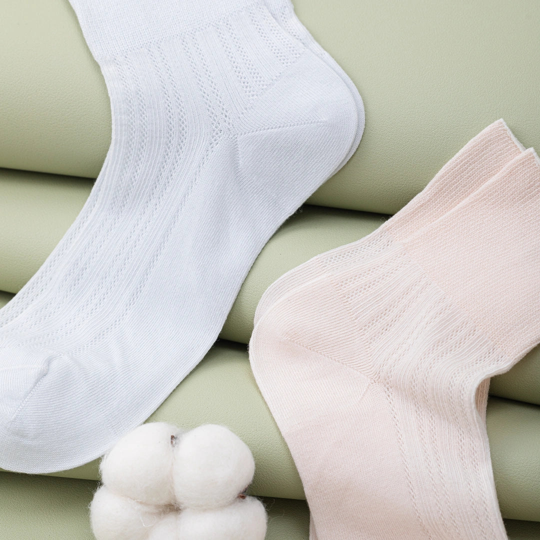 "Breezy Stretch" Ultra-Thin Mesh Quarter Socks - product photo showing breathable mesh comfort