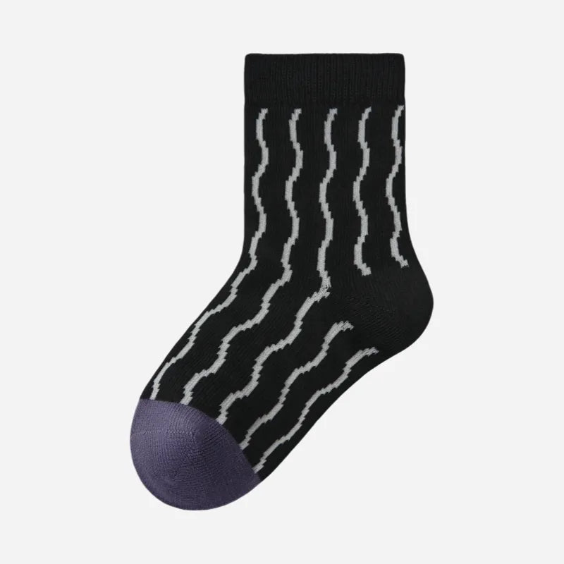Kid's Modern Retro Style Crew Socks - 5 Pairs