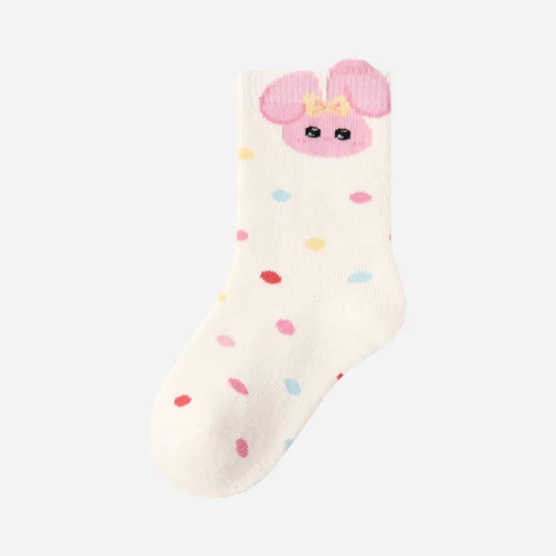 Kid's Kawaii Animals Crew Socks - 5 Pairs
