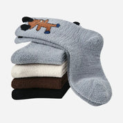 Kid's Cozy 3D Dog Fuzzy Socks - 4 Pairs