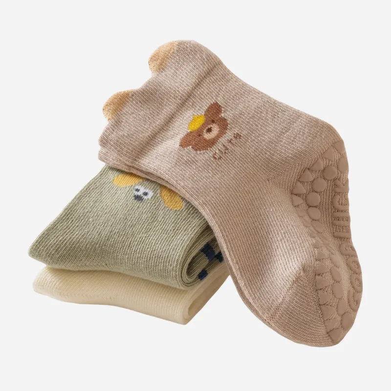 Babies Lucky Pals Grip Socks-3 Pairs