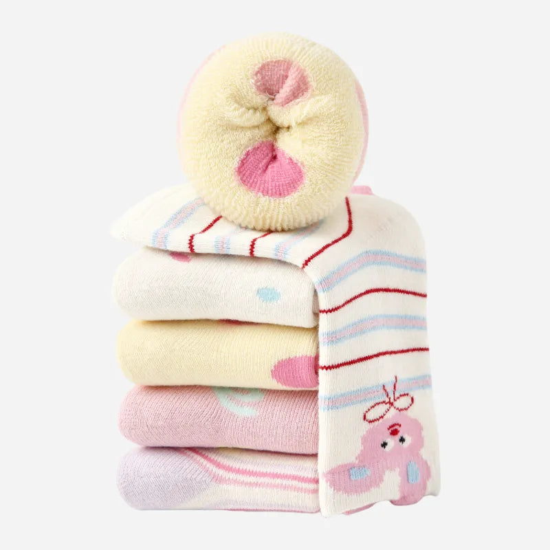 Kid's Kawaii Animals Crew Socks - 5 Pairs