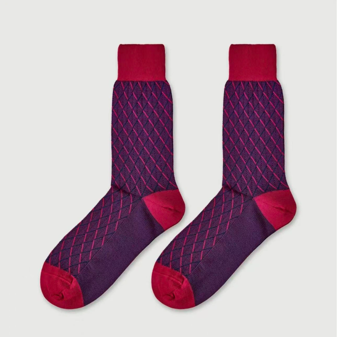 Men's Luxury 100S Mercerized Cotton Argyle Business Socks - product photo showing soft cotton comfort