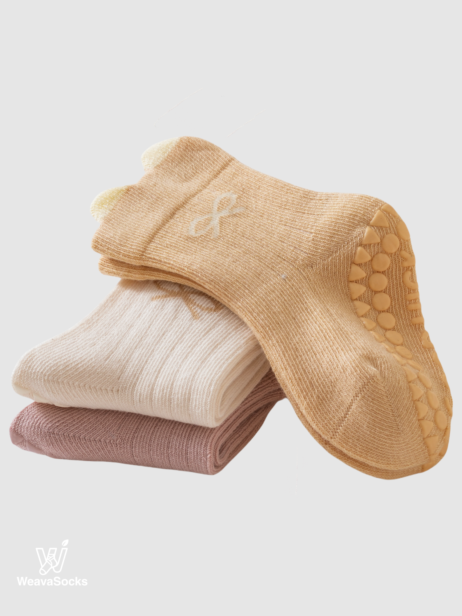 Babies' Non-Slip Ribbed Crew Socks-3 Pack