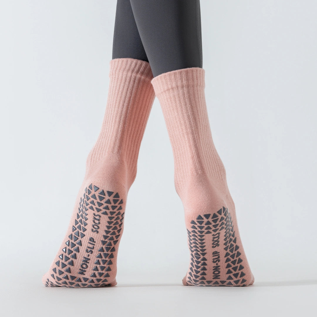 Women's Five-Toe Yoga Crew Socks - detail photo showing secure grip comfort