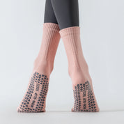 Women's Five-Toe Yoga Crew Socks - detail photo showing secure grip comfort