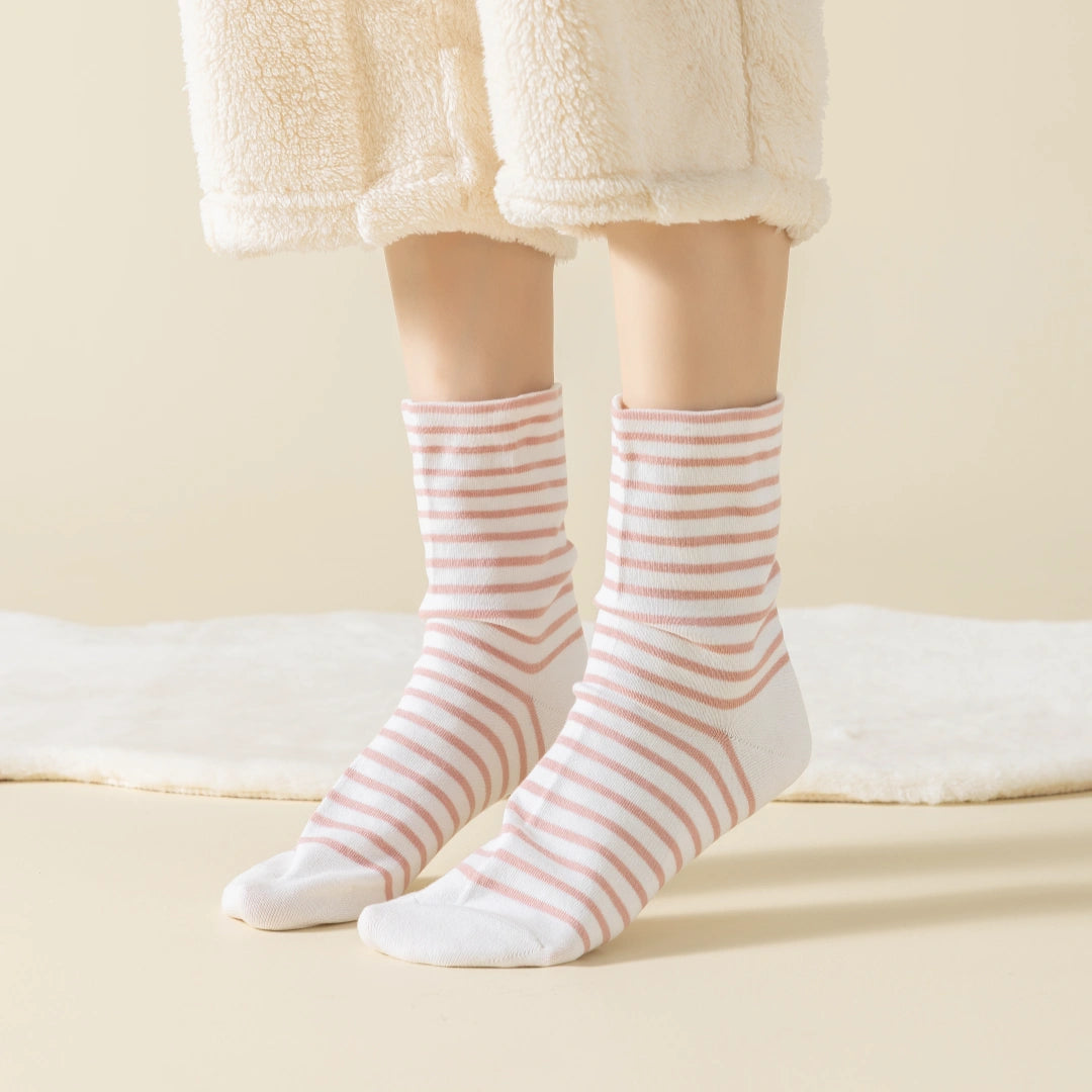 Women's 99% Combed Cotton Striped Bed & Sleep Socks