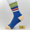 Women's Retro Striped Non-Slip Yoga & Pilates Crew Socks - product photo showing secure grip comfort