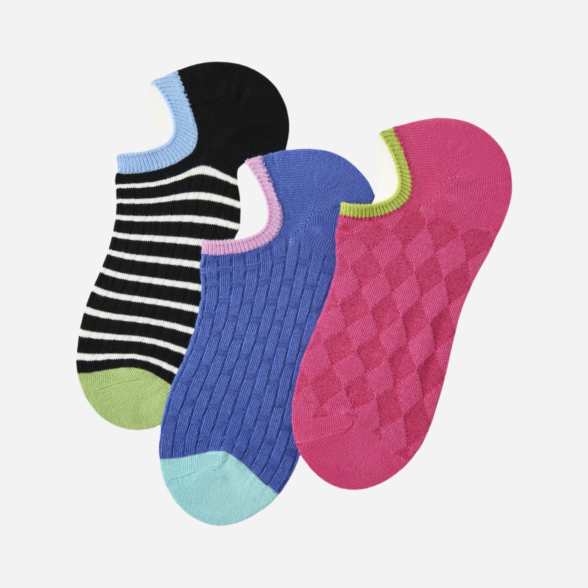 Women's Mixed Texture No-Show Socks - 3 Pairs