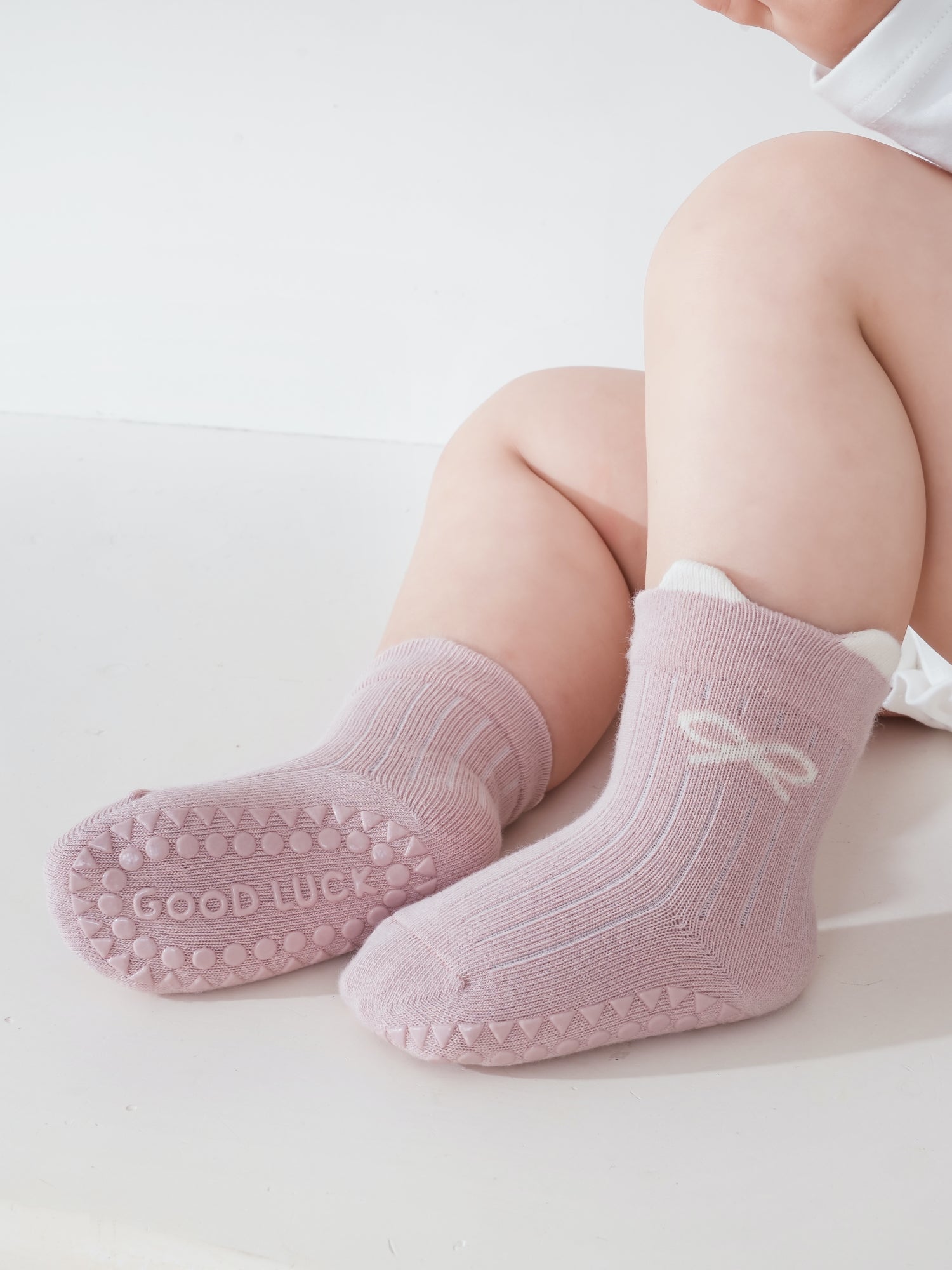 Babies' Non-Slip Ribbed Crew Socks-3 Pack