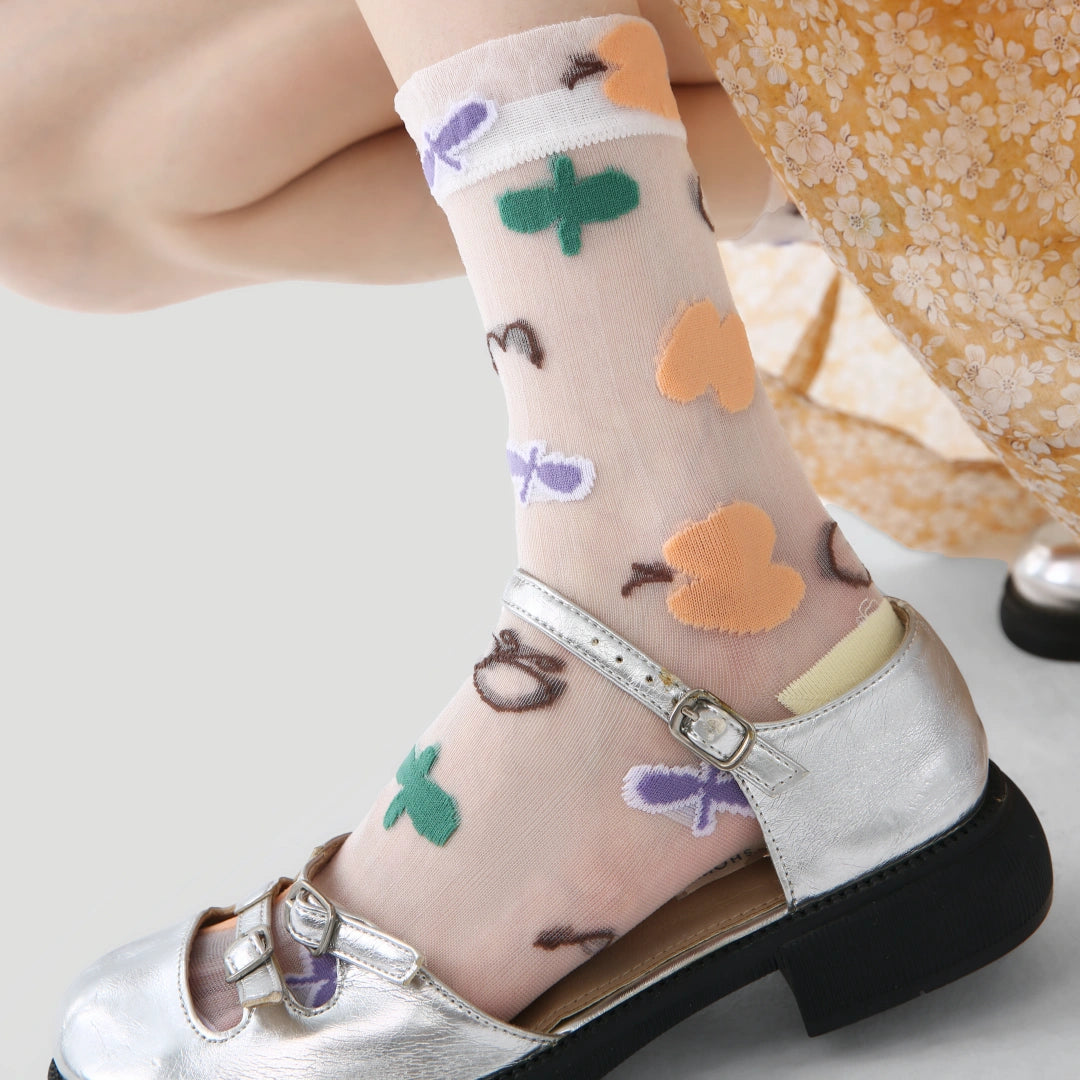 Aura Abstract Geometric Sheer Socks 3-Pack - sock set showing secure grip comfort
