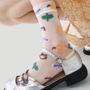 Aura Abstract Geometric Sheer Socks 3-Pack - sock set showing secure grip comfort