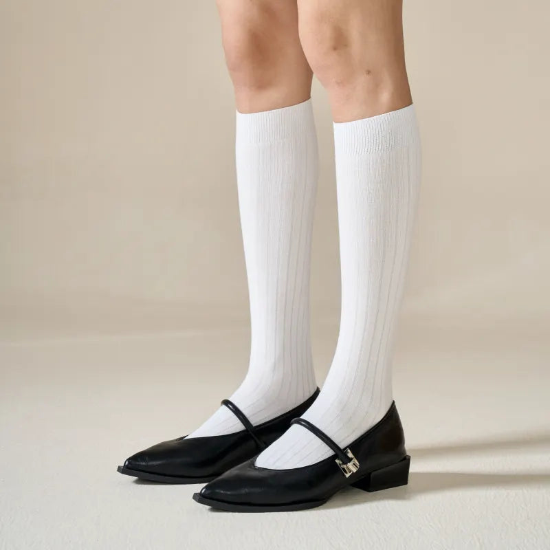 Ribbed Knee-High Socks