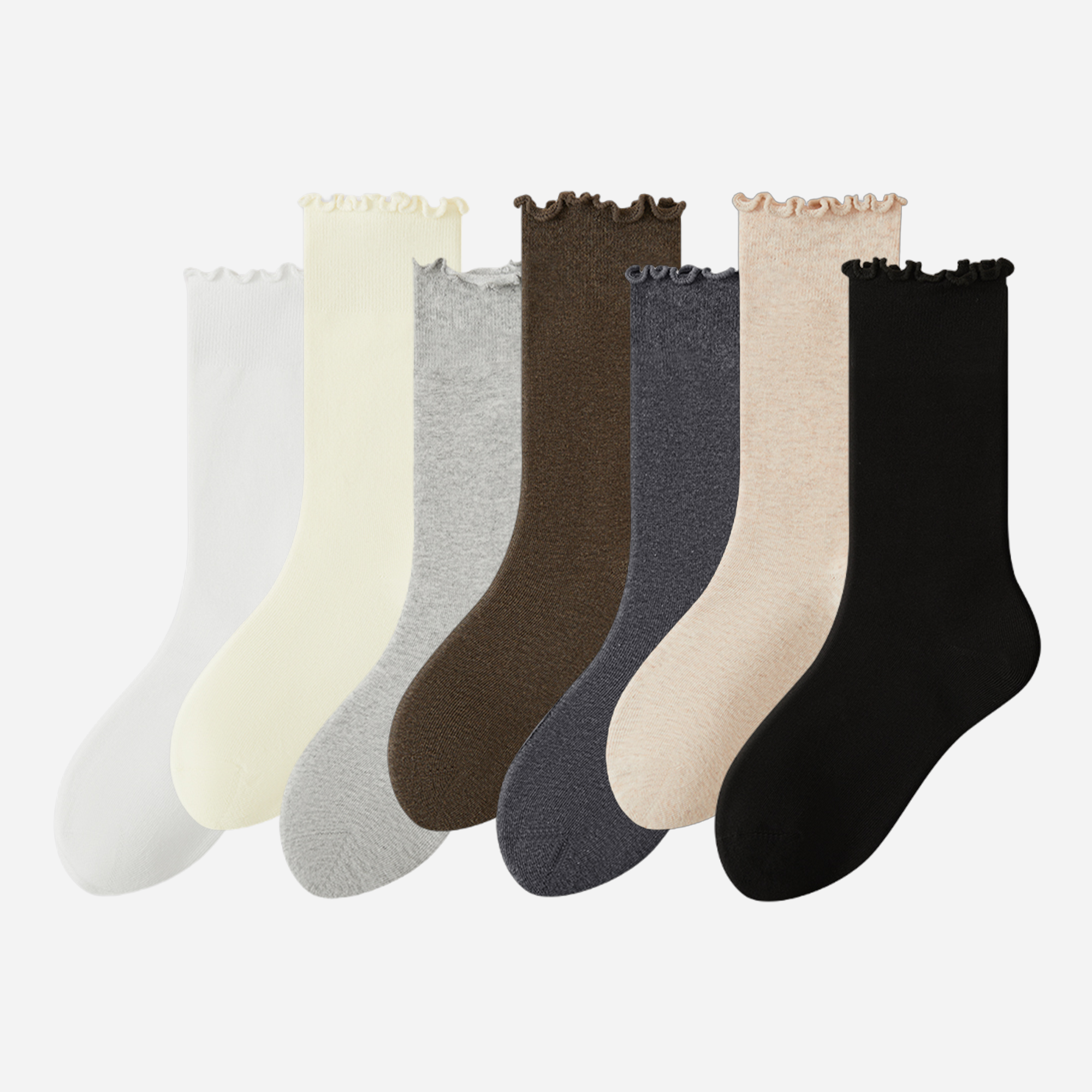 Women's Ruffle Cuff Cotton Crew Socks - Single Pair