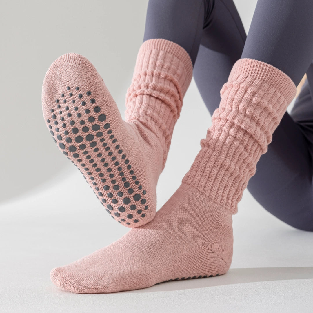 Women's Terry-Lined Pilates 92% Cotton Socks - product photo showing cushioned comfort