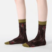 Women's Designer Abstract Floral & 3D Tufted Crew Socks (3-Pack)