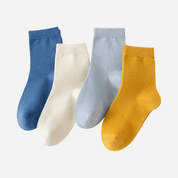 Kid's Organic Cotton Solid Crew Socks Cream - 4 Pairs - Weavasocks