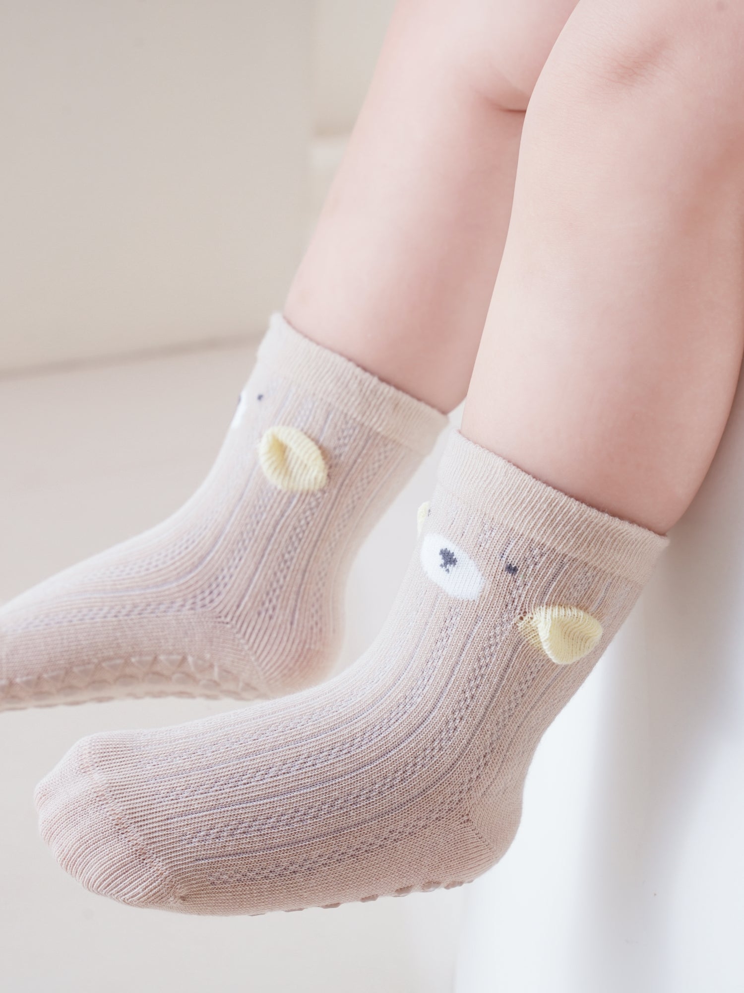 Babies' Non-Slip Mid Crew Socks-3 Pack