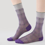 Women's Metallic Lurex Sheer Mesh Socks - product photo showing breathable mesh comfort