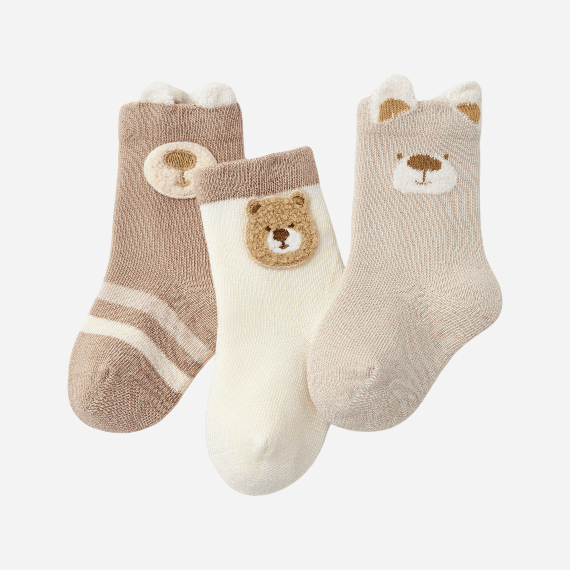 Babies Fuzzy Bear Crew Socks-3 Pack - Weavasocks