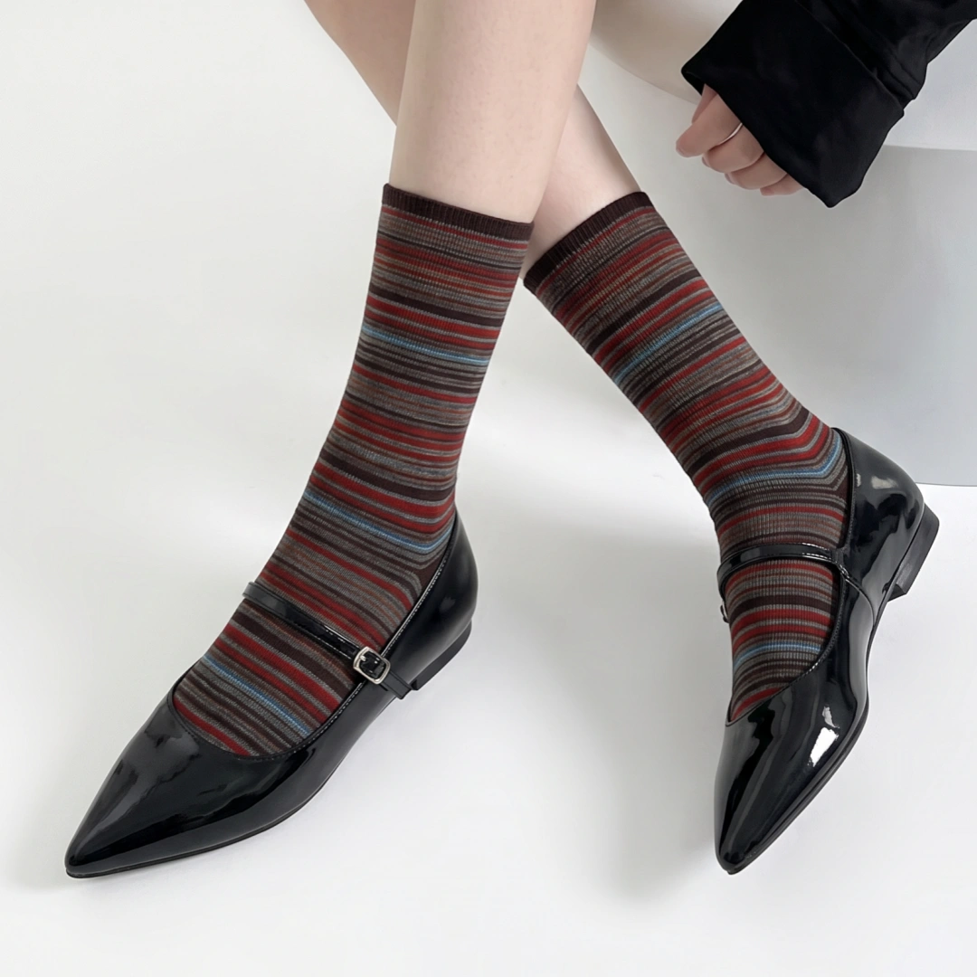 Women's Designer Shimmer Stripe & Metallic Polka Dot Crew Socks (3-Pack)