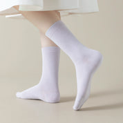 Women's 97% Cotton 6.6" Essential Crew Socks - product photo showing soft cotton comfort