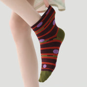 Premium Jacquard Cotton Socks in Sage & Earth Tones 3-Pack