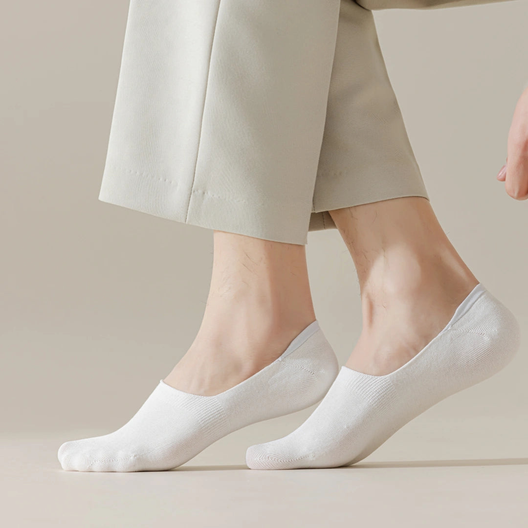 Men's Mulberry Silk & Modal Ultra-Thin No-Show Socks - product photo showing modal and mulberry silk comfort