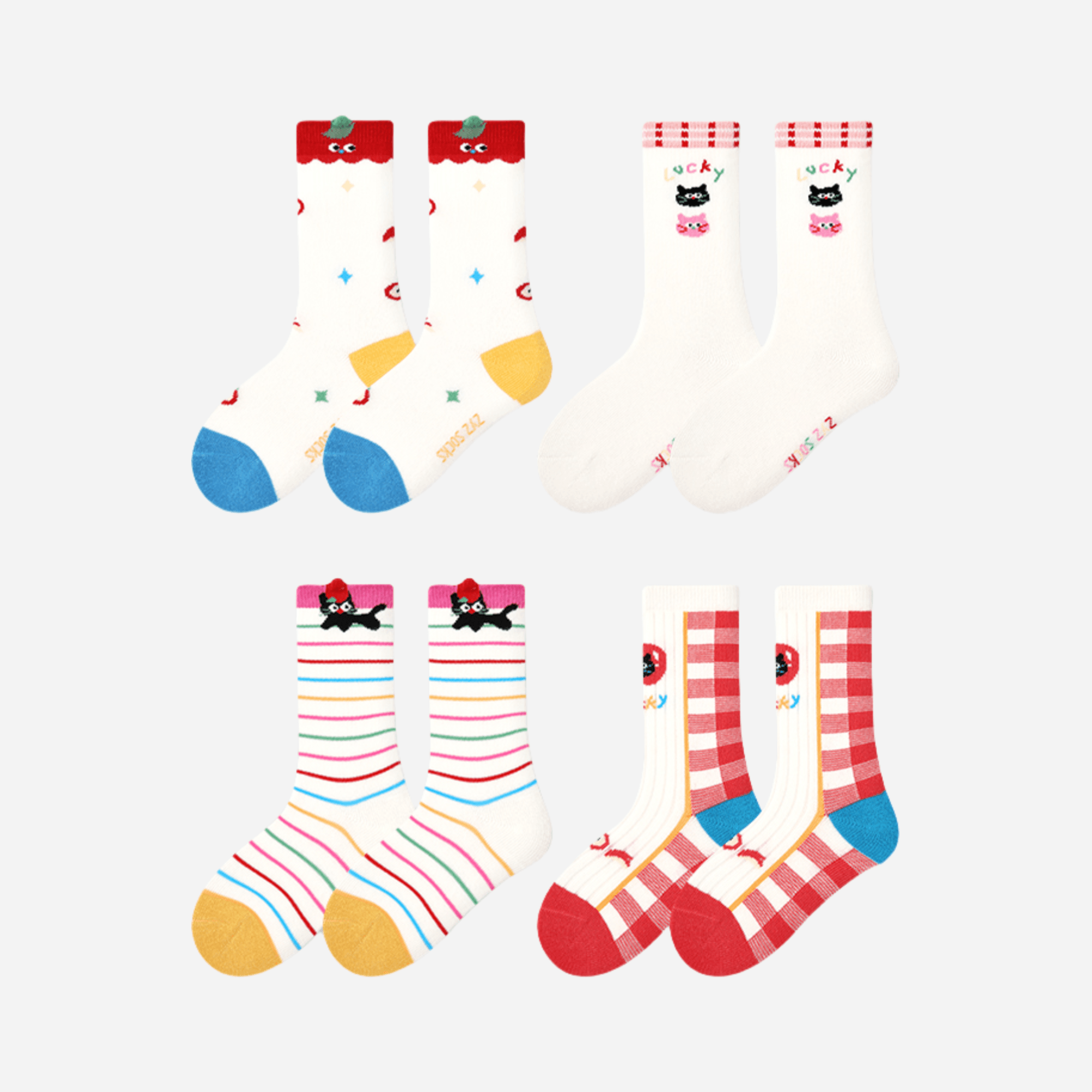 Kid's The Cool Cat Crew-4 pack - Weavasocks