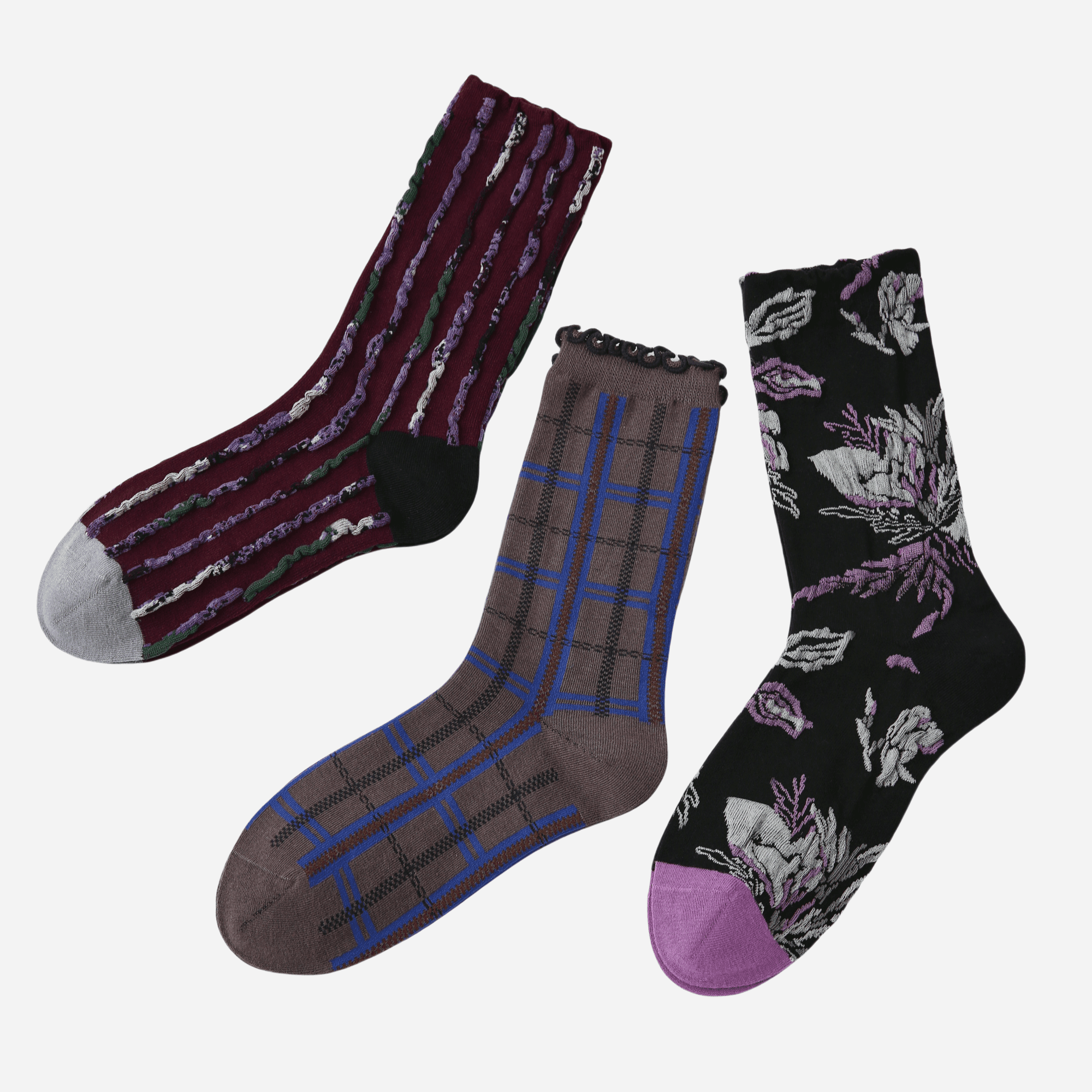 Women's Artsy Texture Crew Socks - 3 pairs