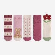 Kid's Girls' Bunny & Floral Crew Socks - 5 Pairs - Weavasocks