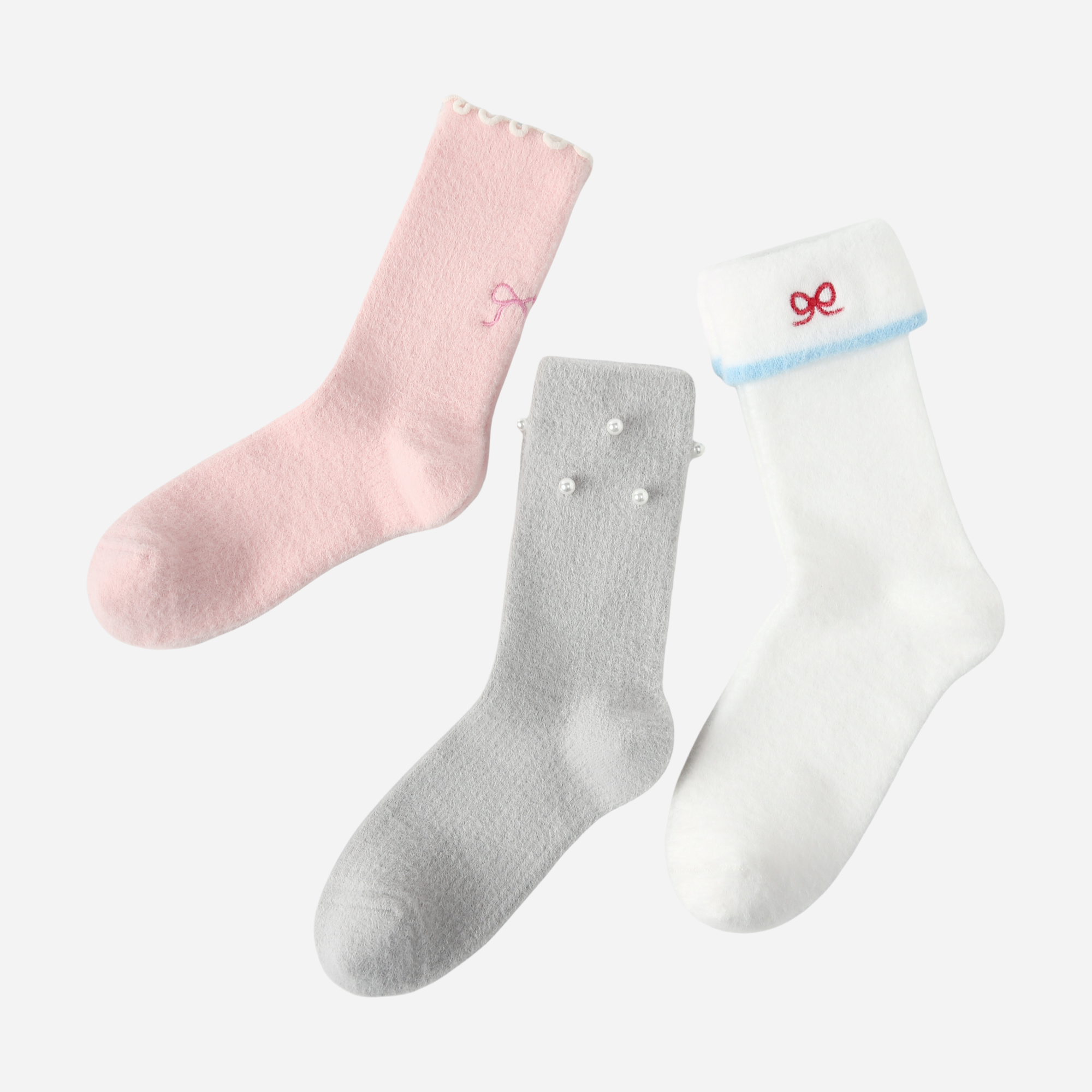 Women's Romantic Plush Crew Socks - 3 pairs
