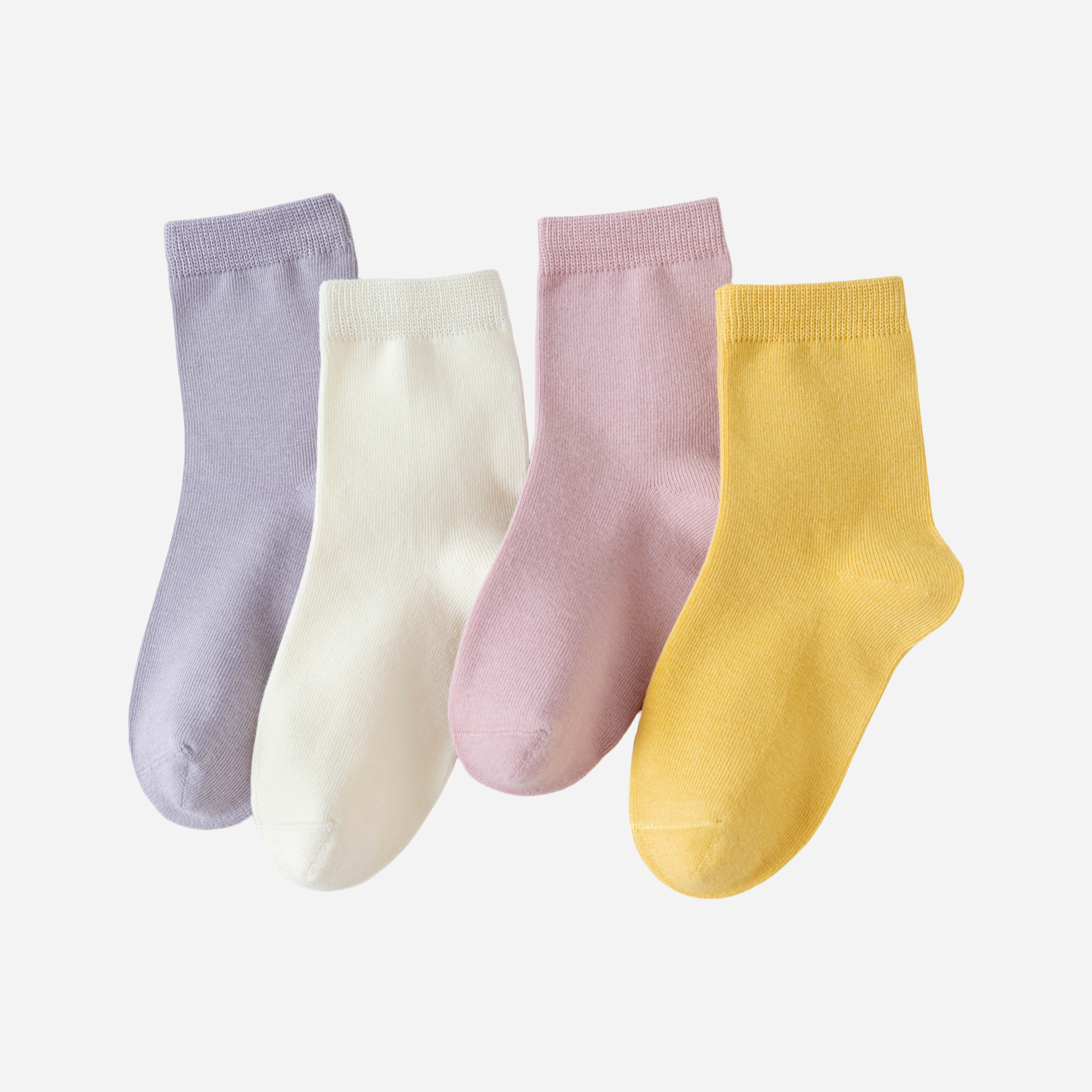 Kid's Organic Cotton Solid Crew Socks Pastel - 4 Pairs