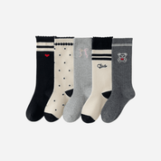 Kid's Preppy Embroidered Knee Socks - 3 Pairs - Weavasocks