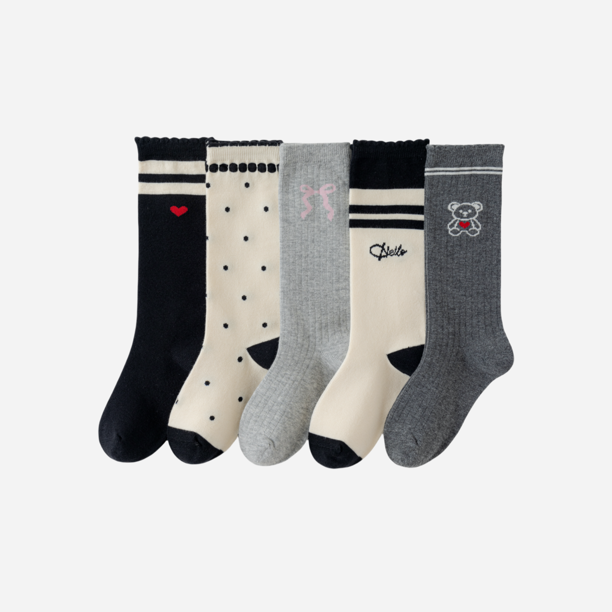 Kid's Preppy Embroidered Knee Socks - 3 Pairs